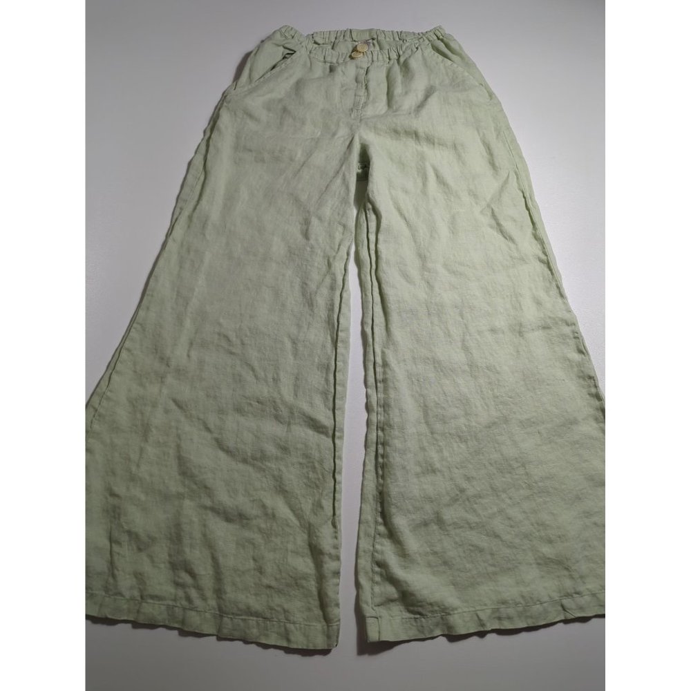 CP SHADES Women's 100% Linen Wide Leg Pants S Pale Green